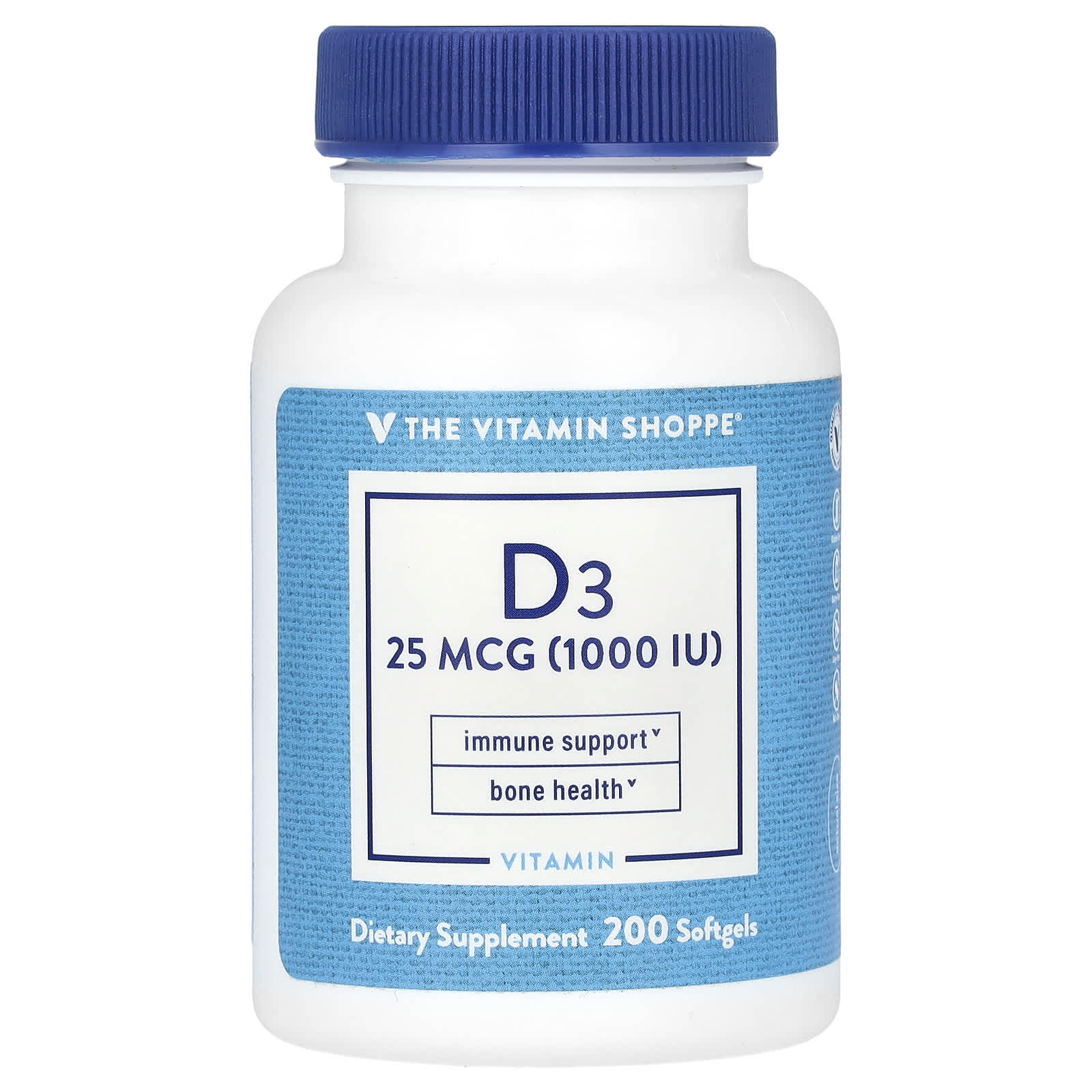 The Vitamin Shoppe, Vitamin D3, 25 mcg (1,000 IU), 200 Softgels - Image 1