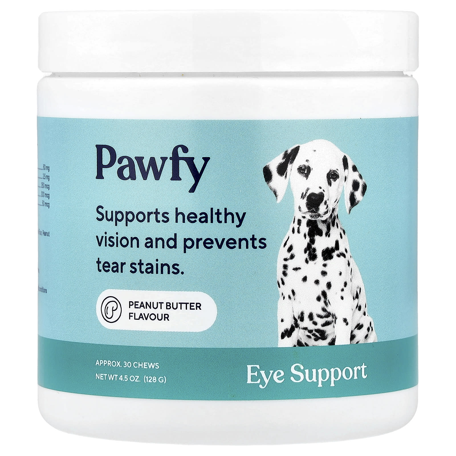 Pawfy, Eye Support, For Dogs, 6 Months+, Peanut Butter, 30 Chews, 4.5 oz (128 g) - Image 1