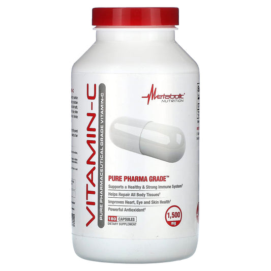 Metabolic Nutrition, Vitamin-C, 180 Capsules (750 mg per Capsule) - Image 1