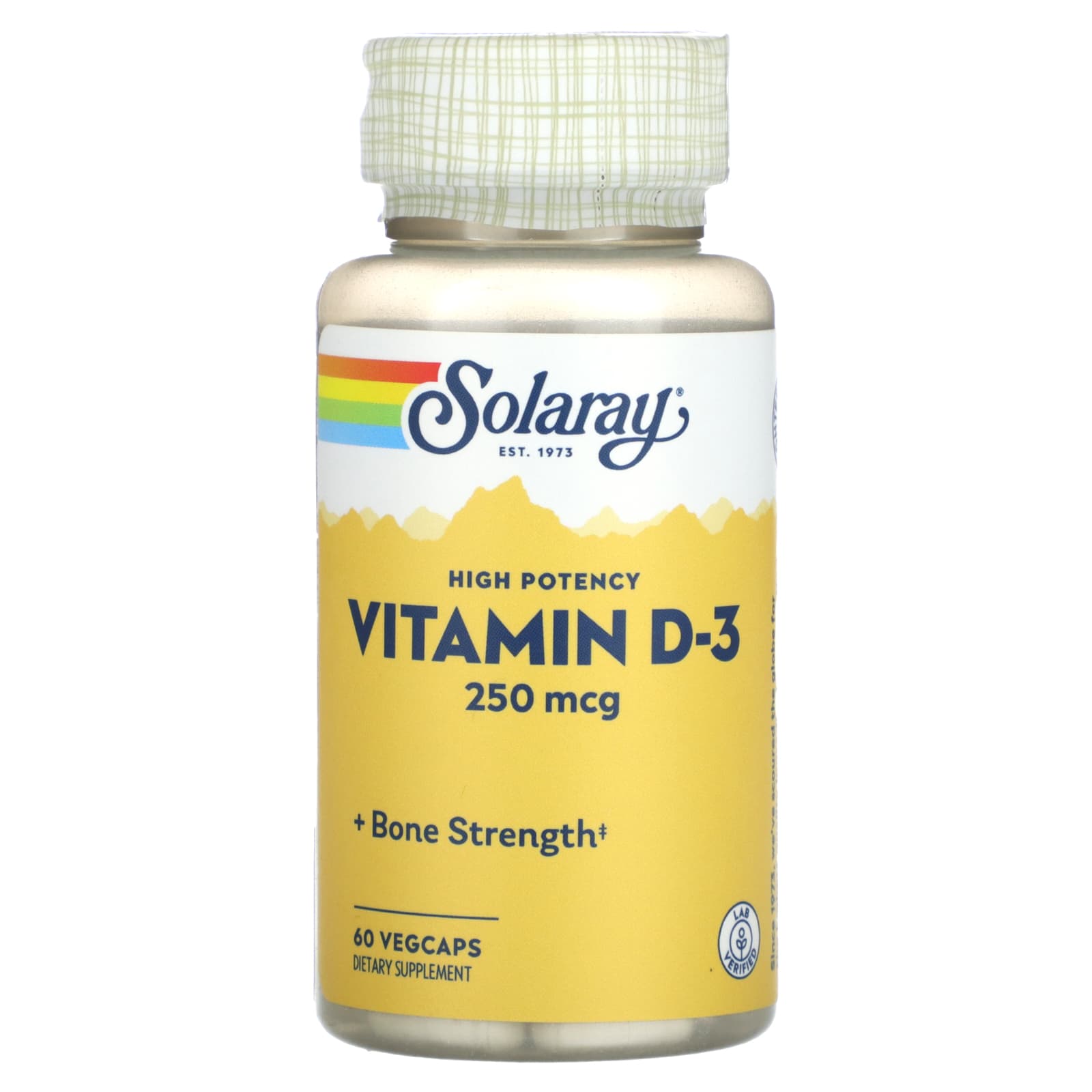 Solaray, High Potency Vitamin D-3, 250 mcg, 60 Vegcaps - Image 1