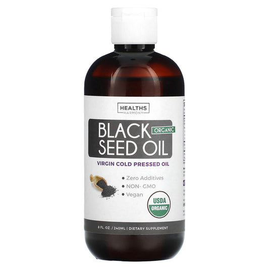 Organic Black Seed Oil by Healths Harmony - 8 fl oz, USDA Certified, Vegan - Image 1