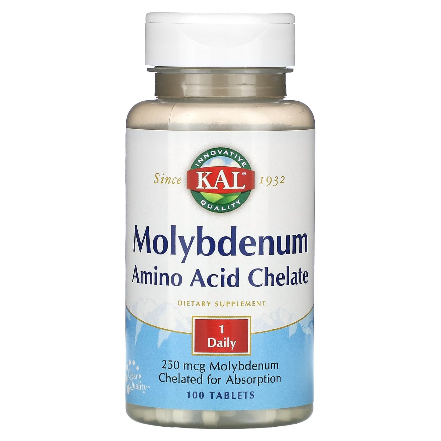 Molybdenum Amino Acid Chelate Supplement - 100 Tablets by KAL - Image 1