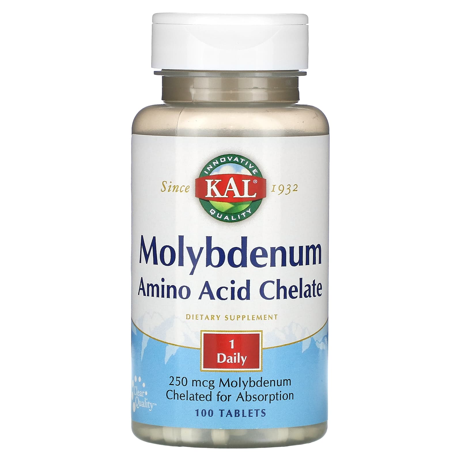 Molybdenum Amino Acid Chelate Supplement - 100 Tablets by KAL - Image 1