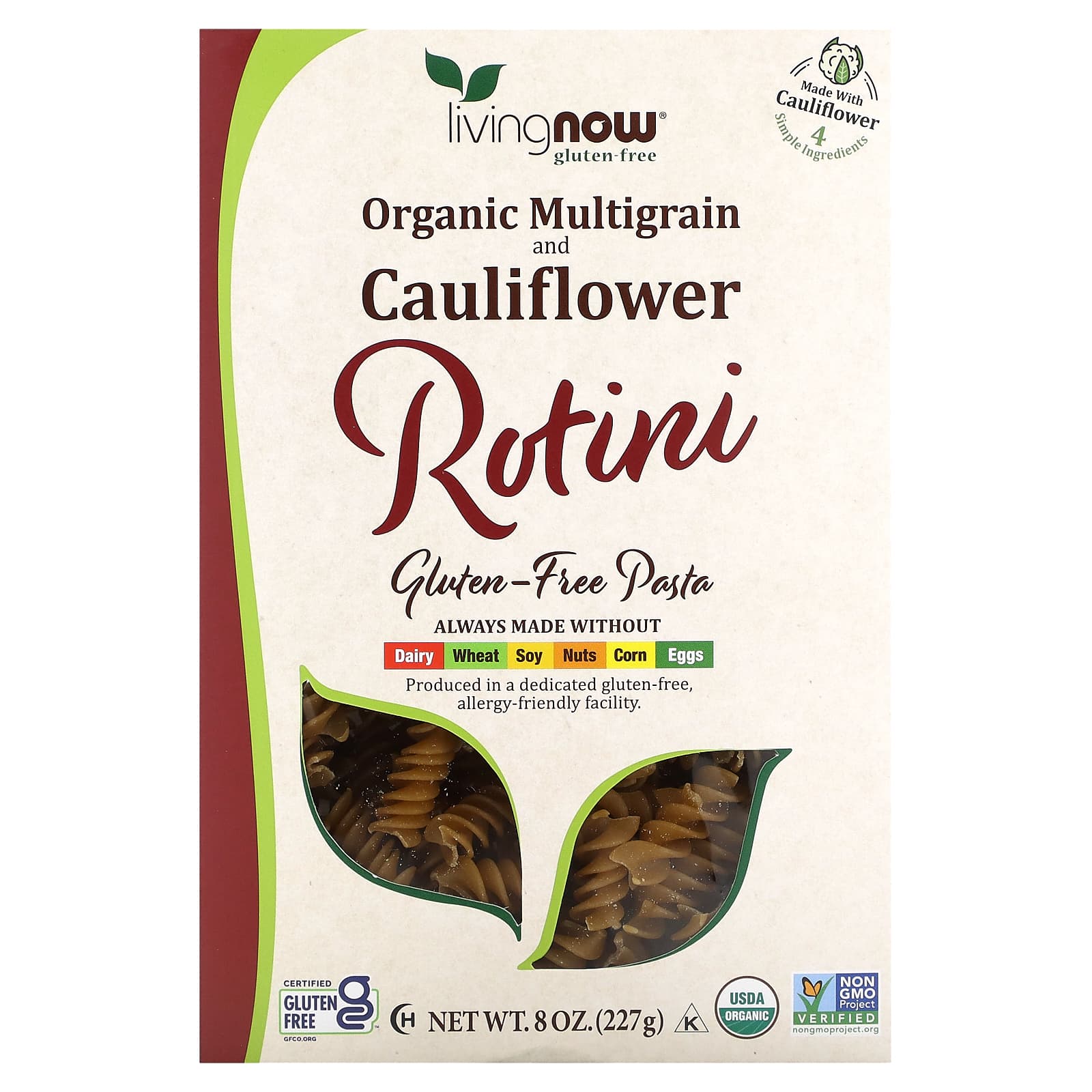 NOW Foods, Organic Multigrain and Cauliflower Rotini, Gluten Free, 8 oz (227 g) - Image 1