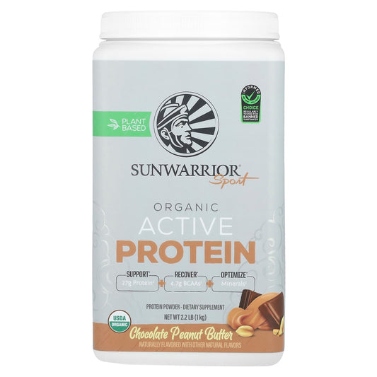Sunwarrior, Sport, Organic Active Protein, Chocolate Peanut Butter, 2.2 lb (1 kg) - Image 1