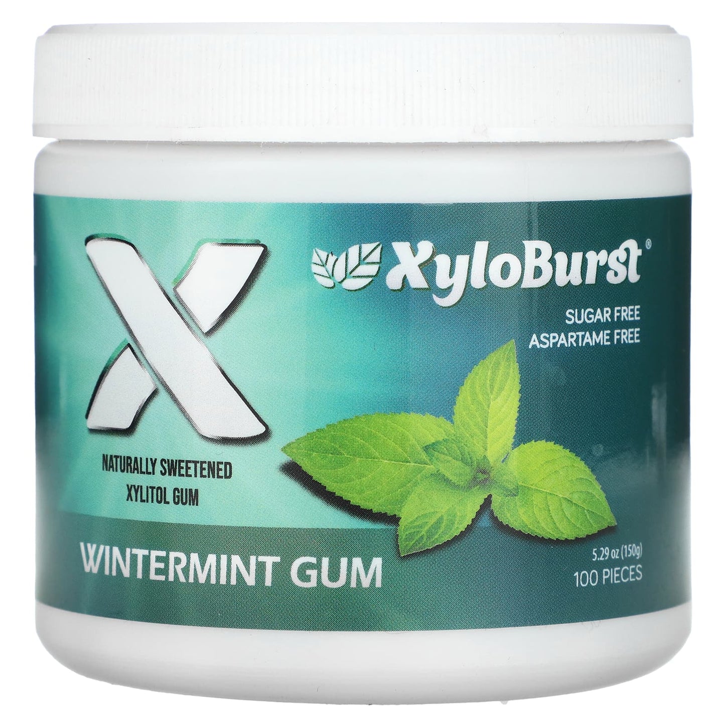 Xyloburst, Xylitol Gum, Wintermint Gum, 100 Pieces, 5.29 oz (150 g) - Image 1