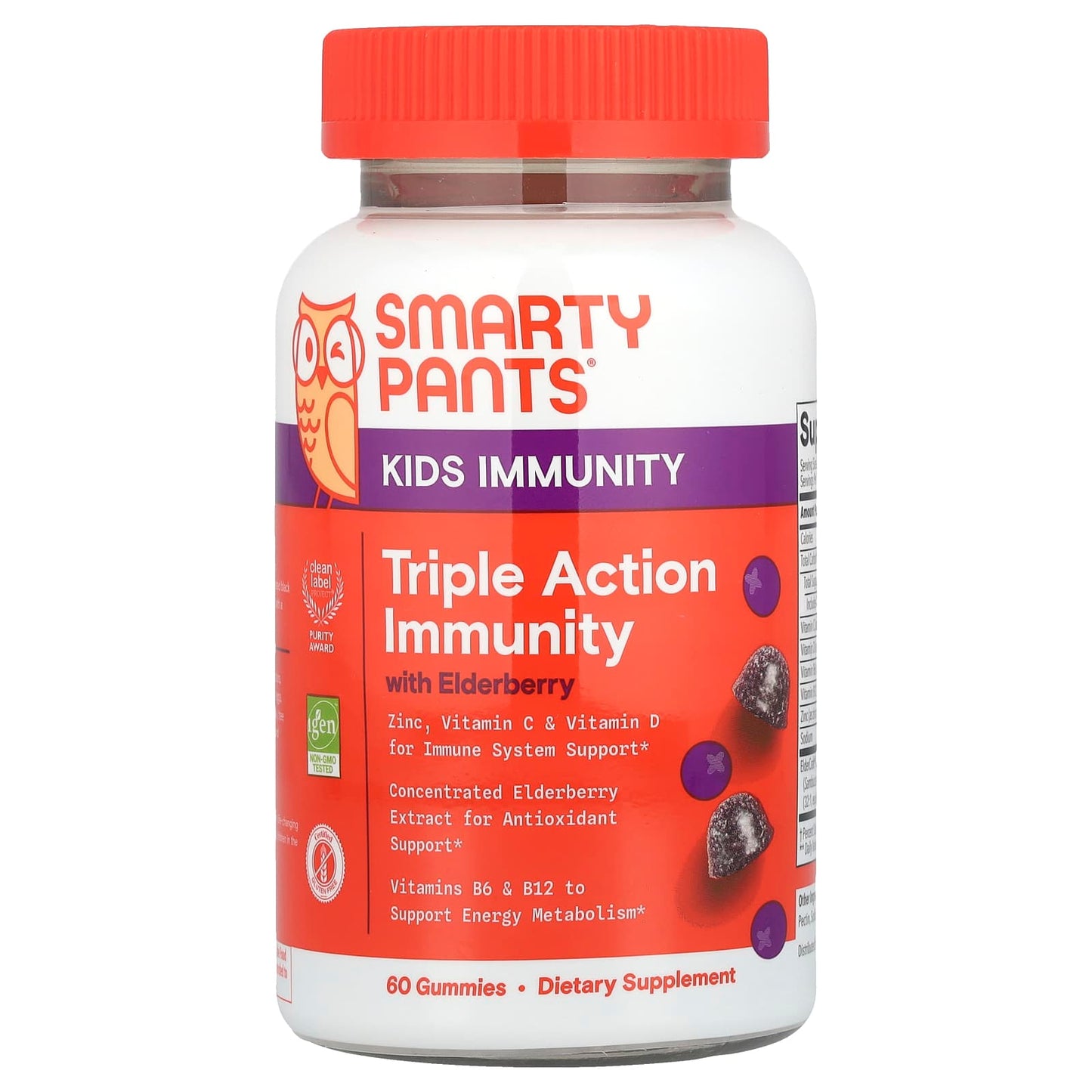 SmartyPants, Kids, Triple Action Immunity Gummies with Elderberry, 60 Gummies - Image 1