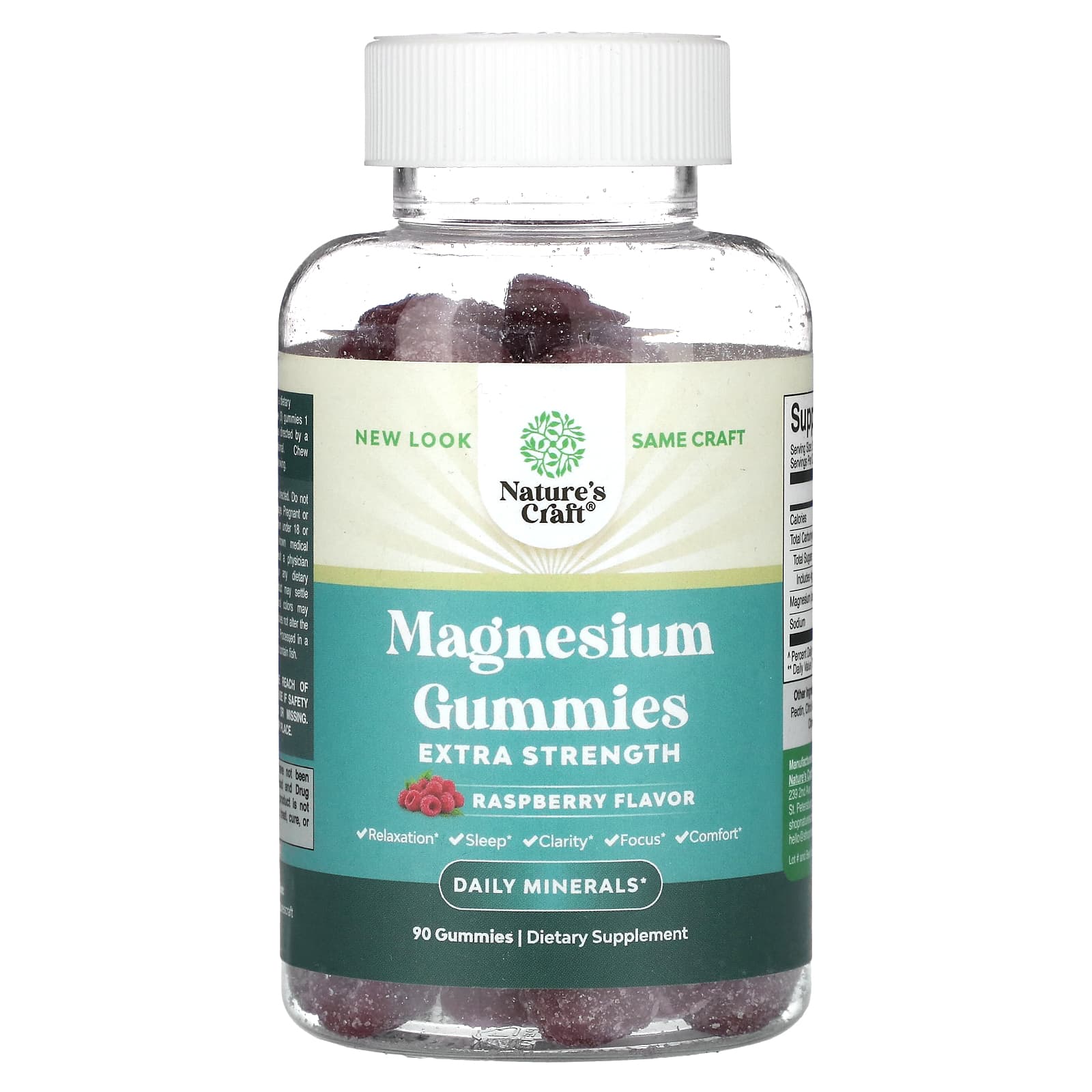 Nature's Craft, Magnesium Gummies, Extra Strength, Raspberry, 90 Gummies - Image 1