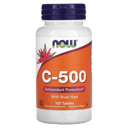 NOW Foods, C-500 with Rose Hips, 100 Tablets - Image 1