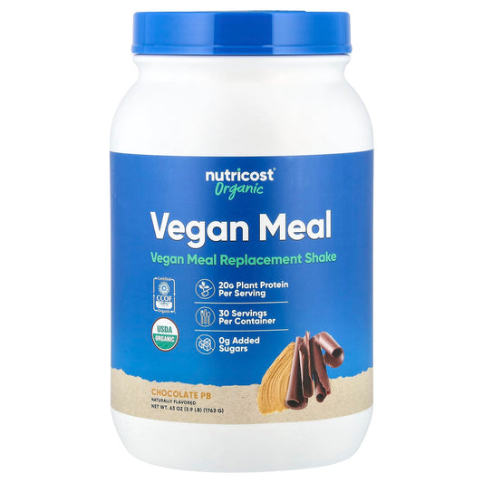Nutricost, Organic Vegan Meal, Chocolate PB, 3.9 lb (1,763 g) - Image 1