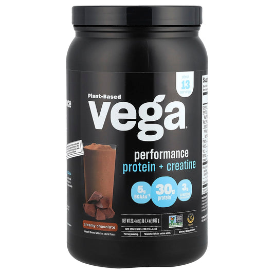 Vega, Plant-Based Performance Protein + Creatine, Creamy Chocolate, 1 lb 7.4 oz (663 g) - Image 1
