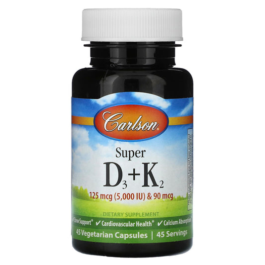 Carlson Super D3 + K2 for Bone & Heart Health - 45 Capsules - Image 1