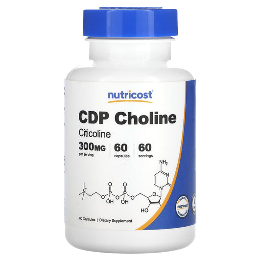 Nutricost, CDP Choline, Citicoline, 300 mg, 60 Capsules - Image 1
