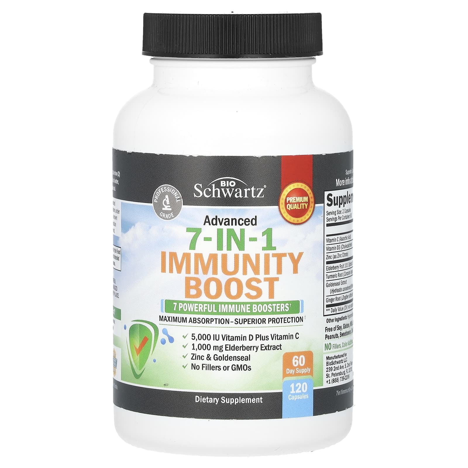 7-in-1 Immunity Boost Supplement by BioSchwartz - 120 Capsules - Image 1