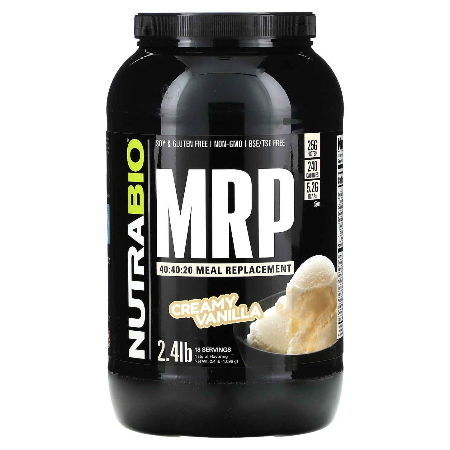 NutraBio, MRP 40:40:20 Meal Replacement, Creamy Vanilla, 2.4 lb (1,096 g) - Image 1