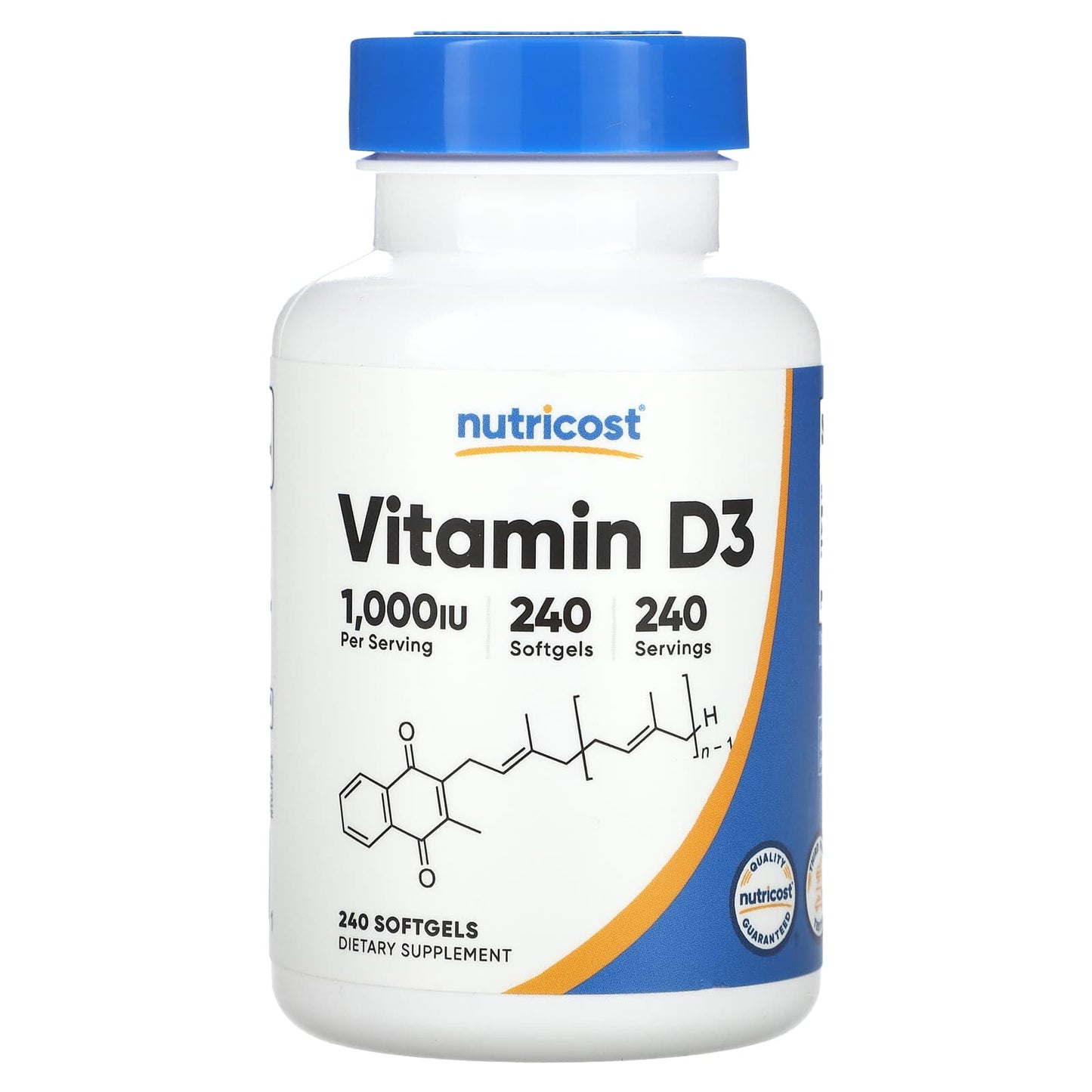 Nutricost, Vitamin D3, 1,000 IU, 240 Softgels - Image 1
