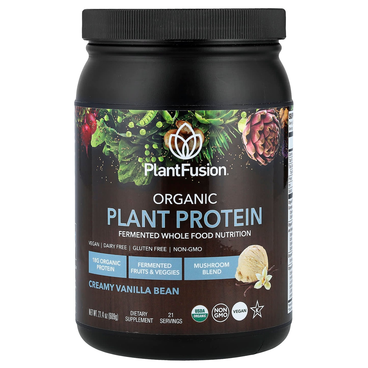PlantFusion, Organic Plant Protein, Creamy Vanilla Bean, 21.4 oz (609 g) - Image 1