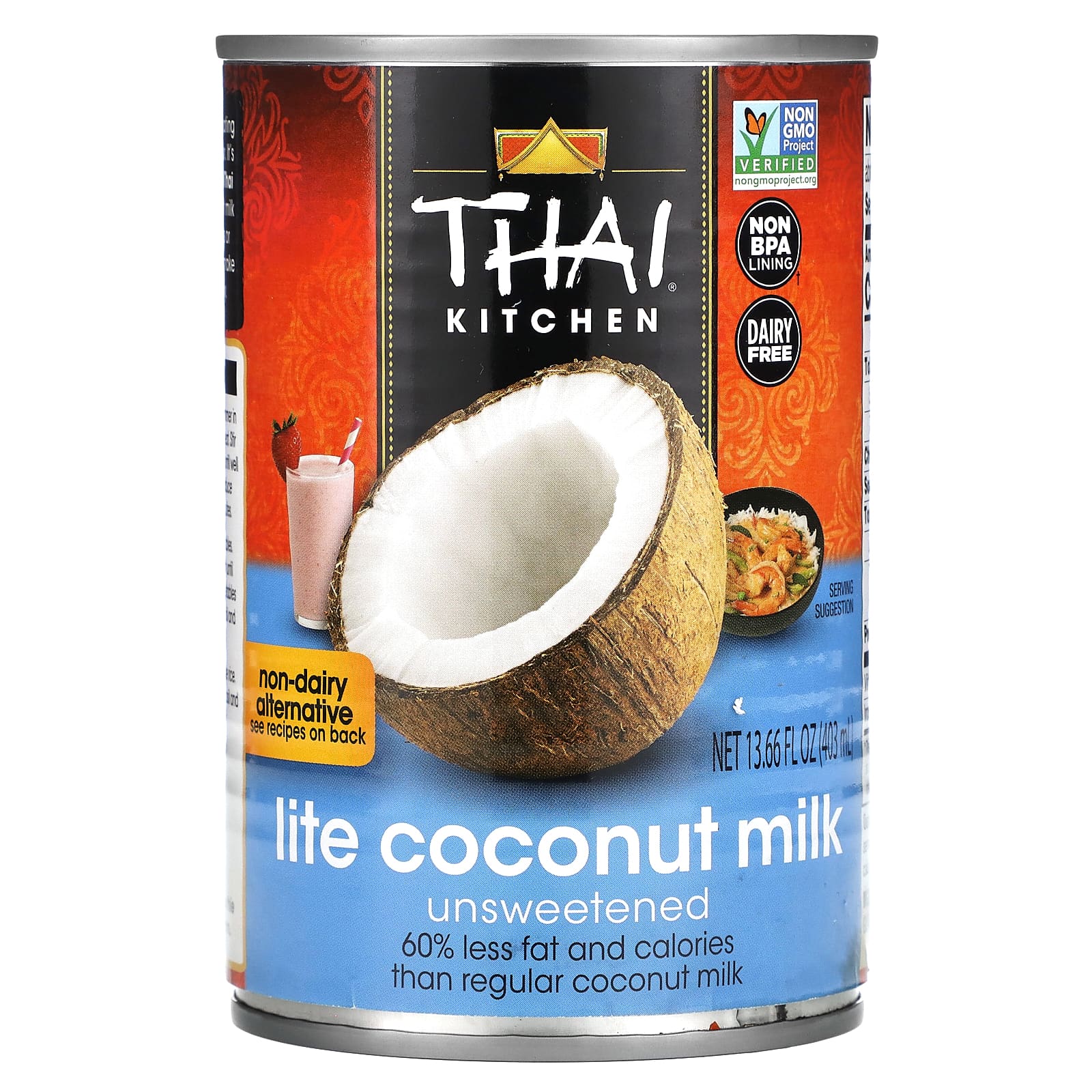 Thai Kitchen, Lite Coconut Milk, Unsweetened, 13.66 fl oz (403 ml) - Image 1