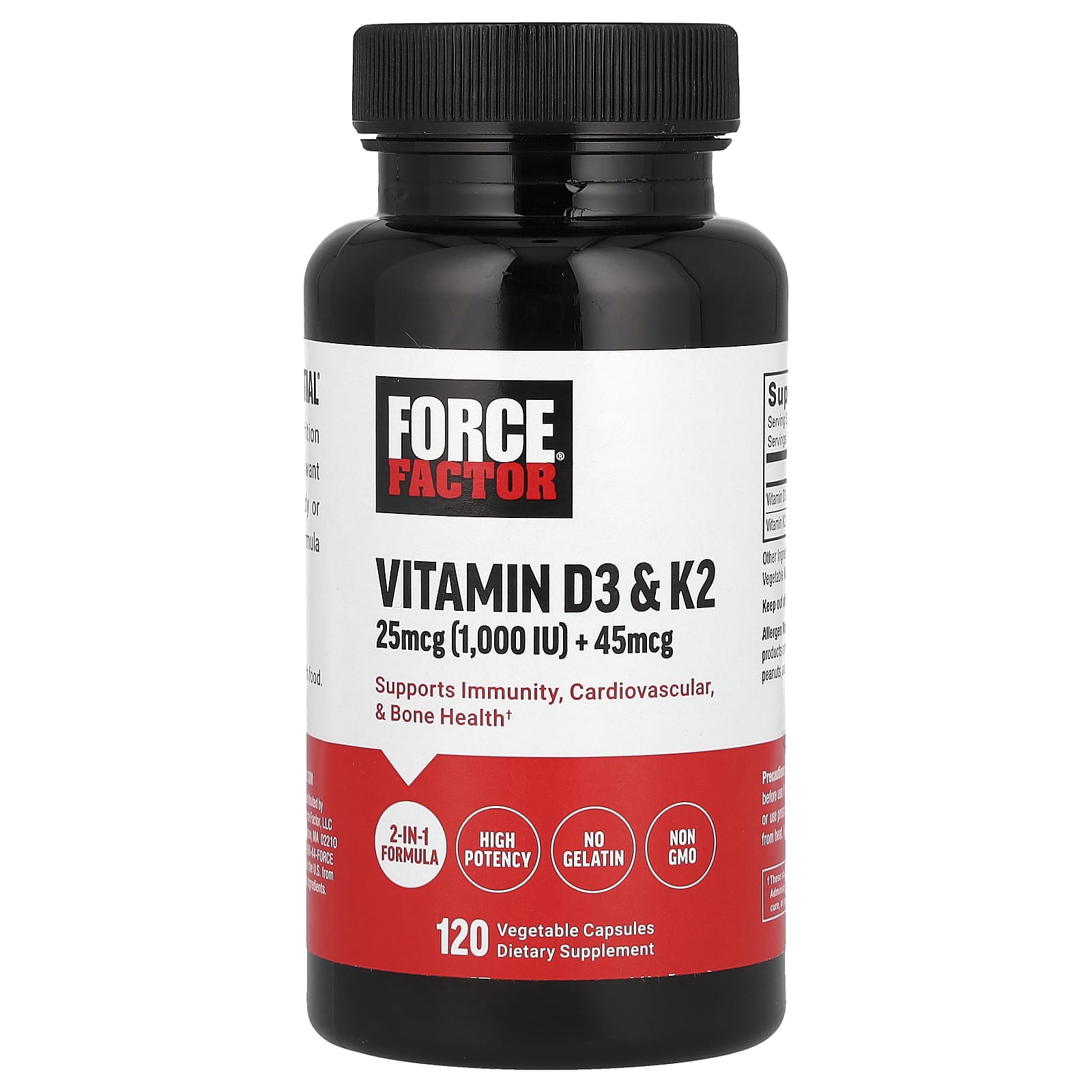 Boost Immunity & Bone Health with Force Factor Vitamin D3 & K2 - Image 1