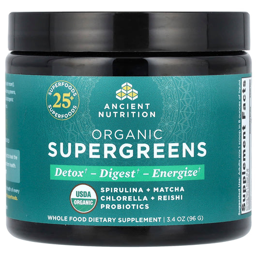 Ancient Nutrition Organic SuperGreens Powder, 25+ Superfoods, USDA Certified - Image 1