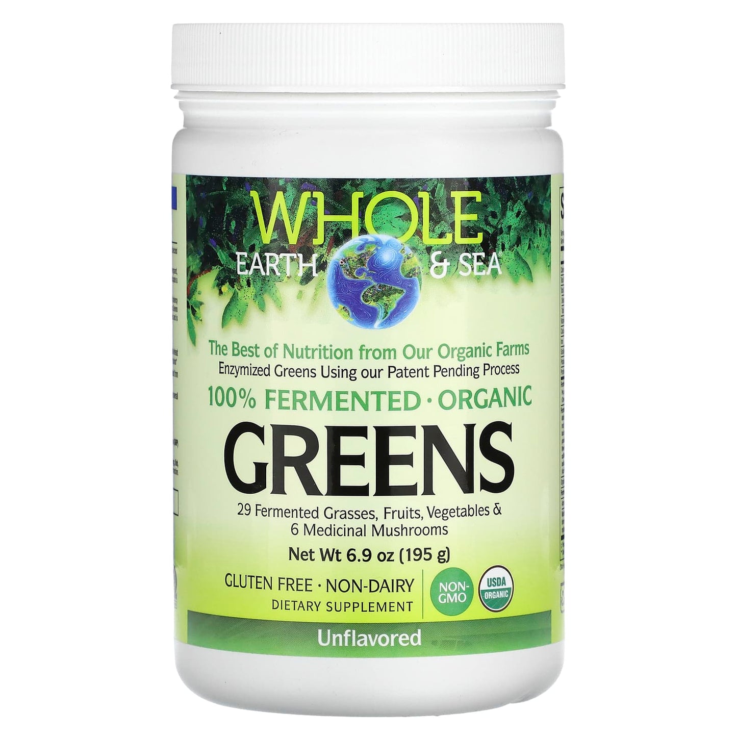 Natural Factors, Whole Earth & Sea, Greens, Unflavored, 6.9 oz (195 g) - Image 1