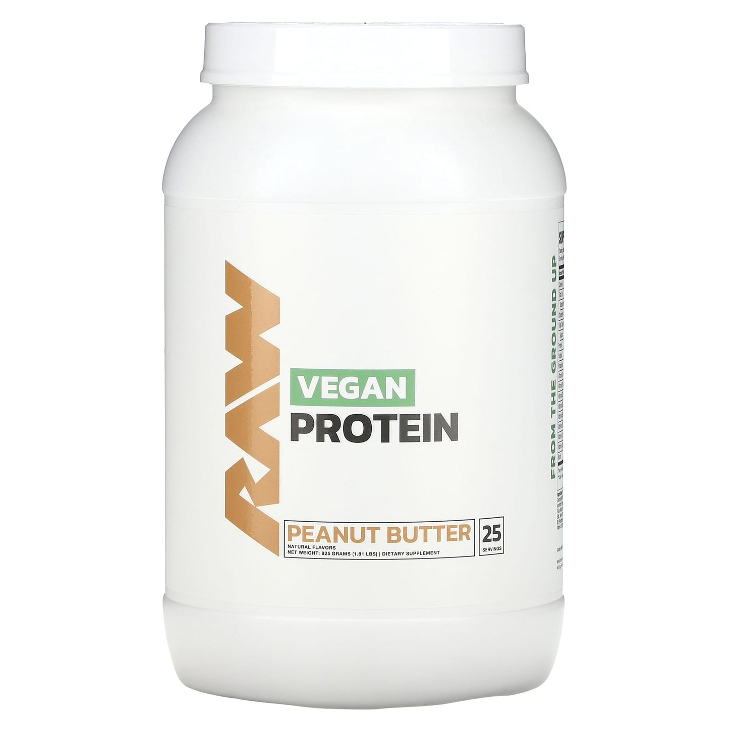 Raw Nutrition, Vegan Protein, Peanut Butter, 1.81 lbs (825 g) - Image 1