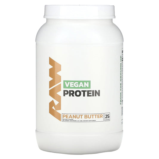 Raw Nutrition, Vegan Protein, Peanut Butter, 1.81 lbs (825 g) - Image 1