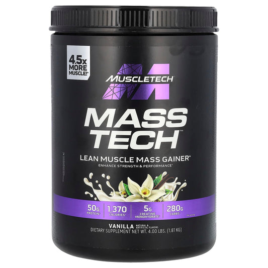 MuscleTech, Mass-Tech™ Lean Muscle Mass Gainer, Vanilla, 4 lbs (1.81 kg) - Image 1