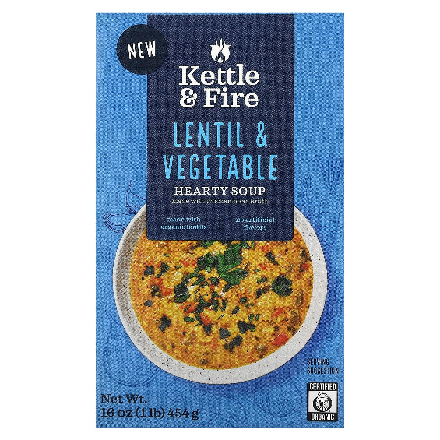 Kettle & Fire, Hearty Soup, Lentil & Vegetable, 16 oz (454 g) - Image 1