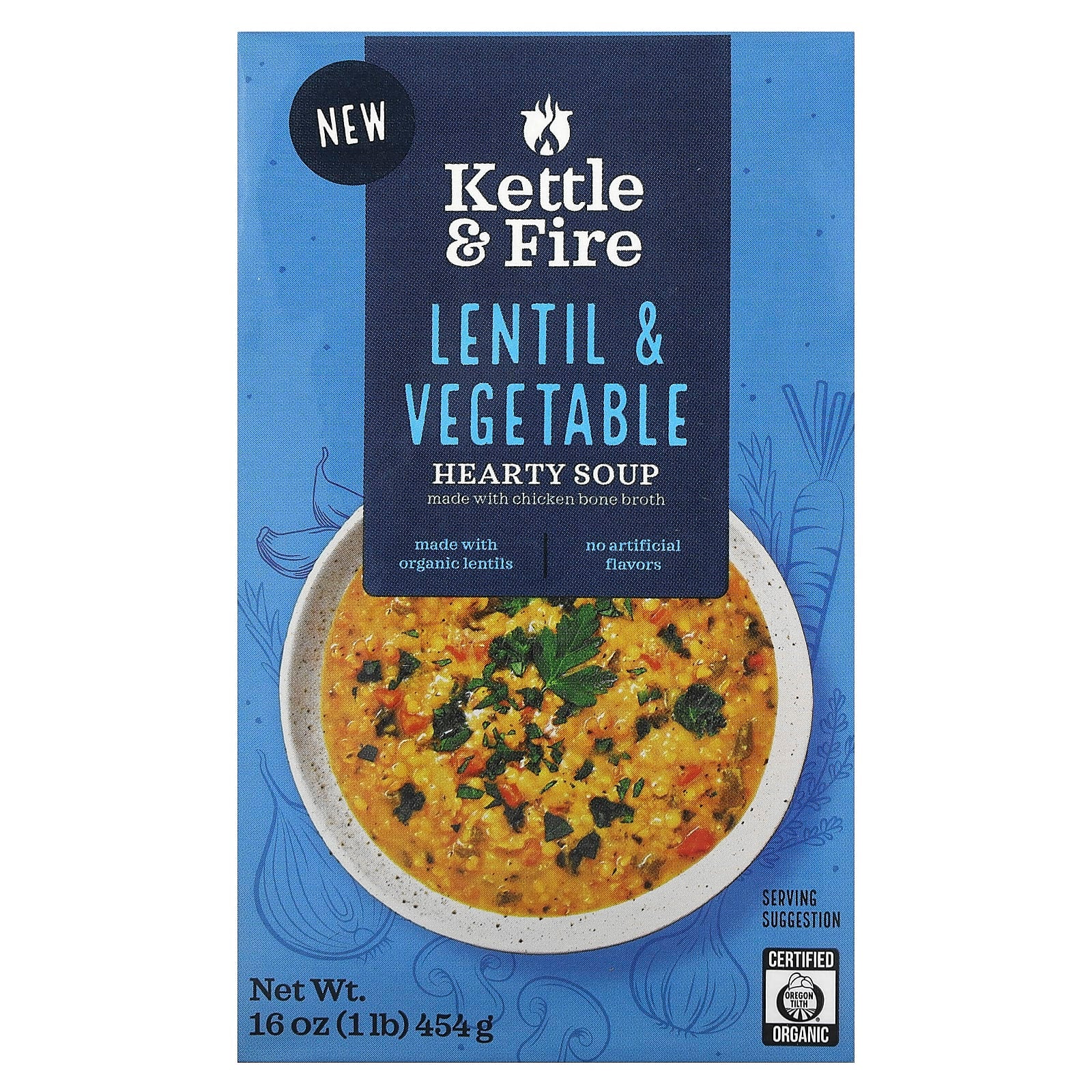 Kettle & Fire, Hearty Soup, Lentil & Vegetable, 16 oz (454 g) - Image 1