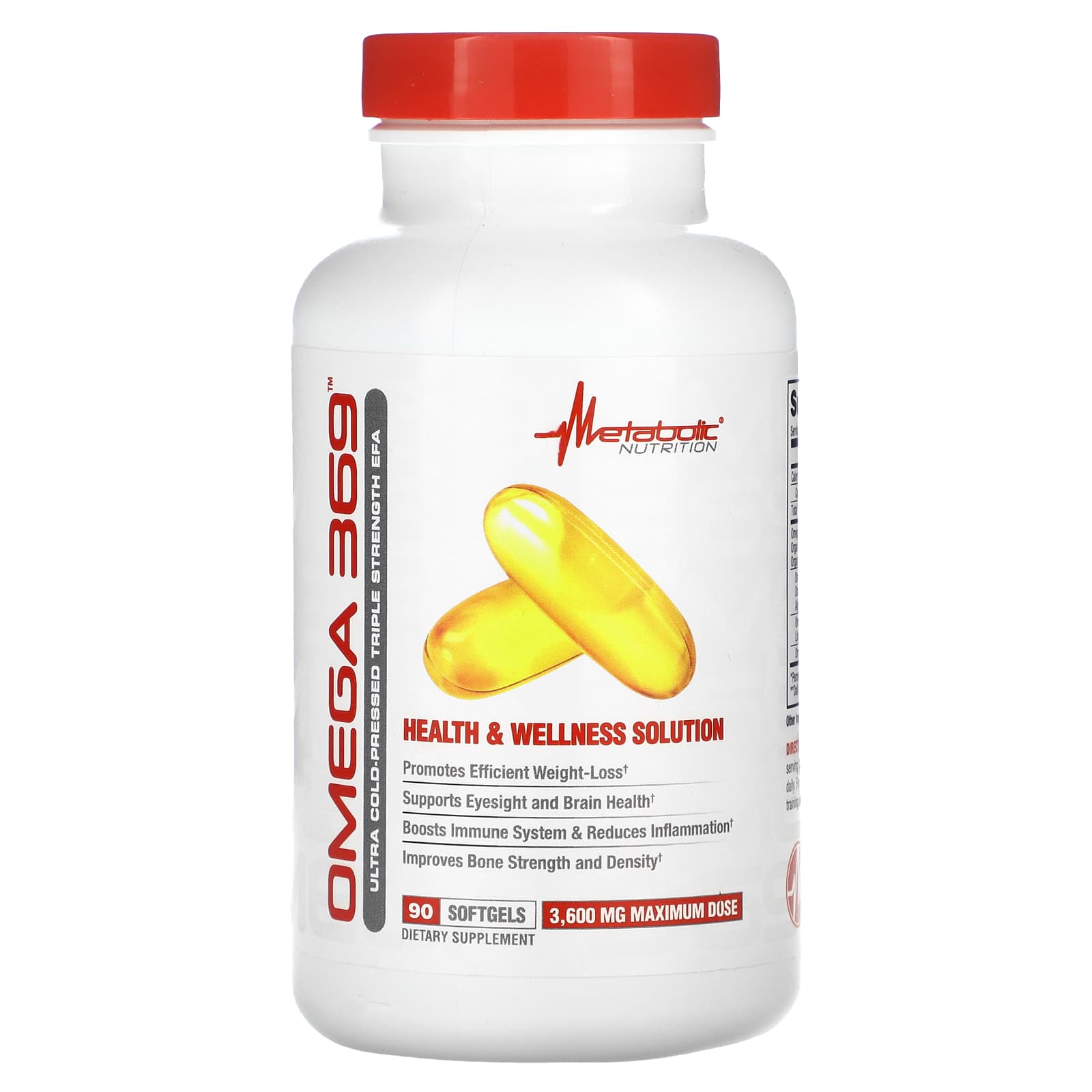 Metabolic Nutrition, Omega 369, 90 Softgels (1,200 mg per Softgel) - Image 1