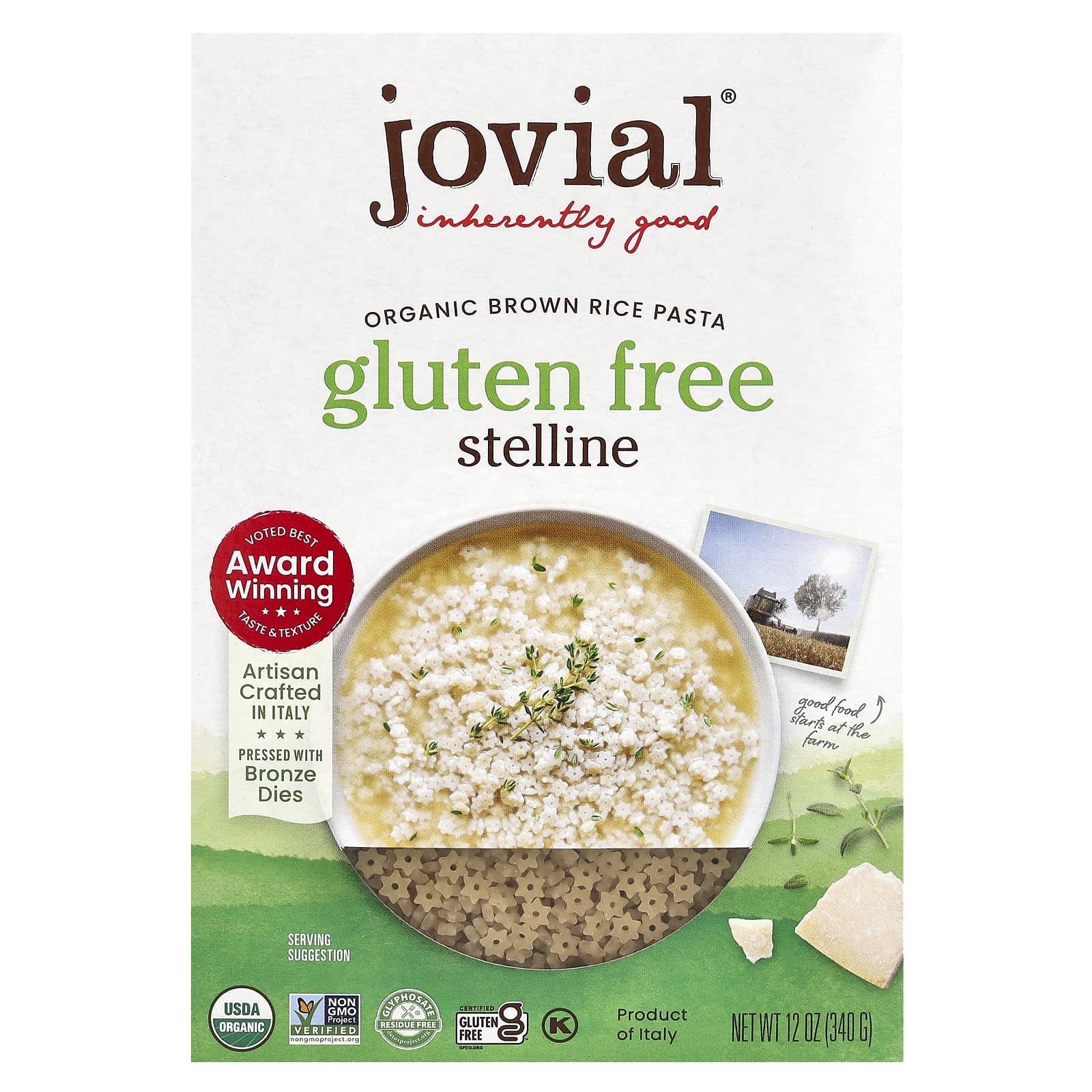 Jovial Organic Brown Rice Pasta, Stelline, 12oz - Gluten Free & USDA Organic - Image 1