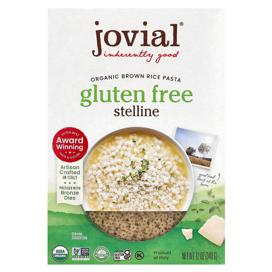 Jovial Organic Brown Rice Pasta, Stelline, 12oz - Gluten Free & USDA Organic - Image 1
