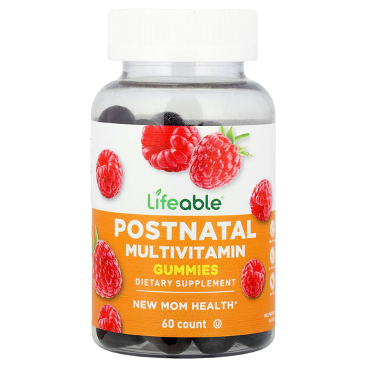 Lifeable, Postnatal Multivitamin Gummies, Raspberry, 60 Gummies - Image 1