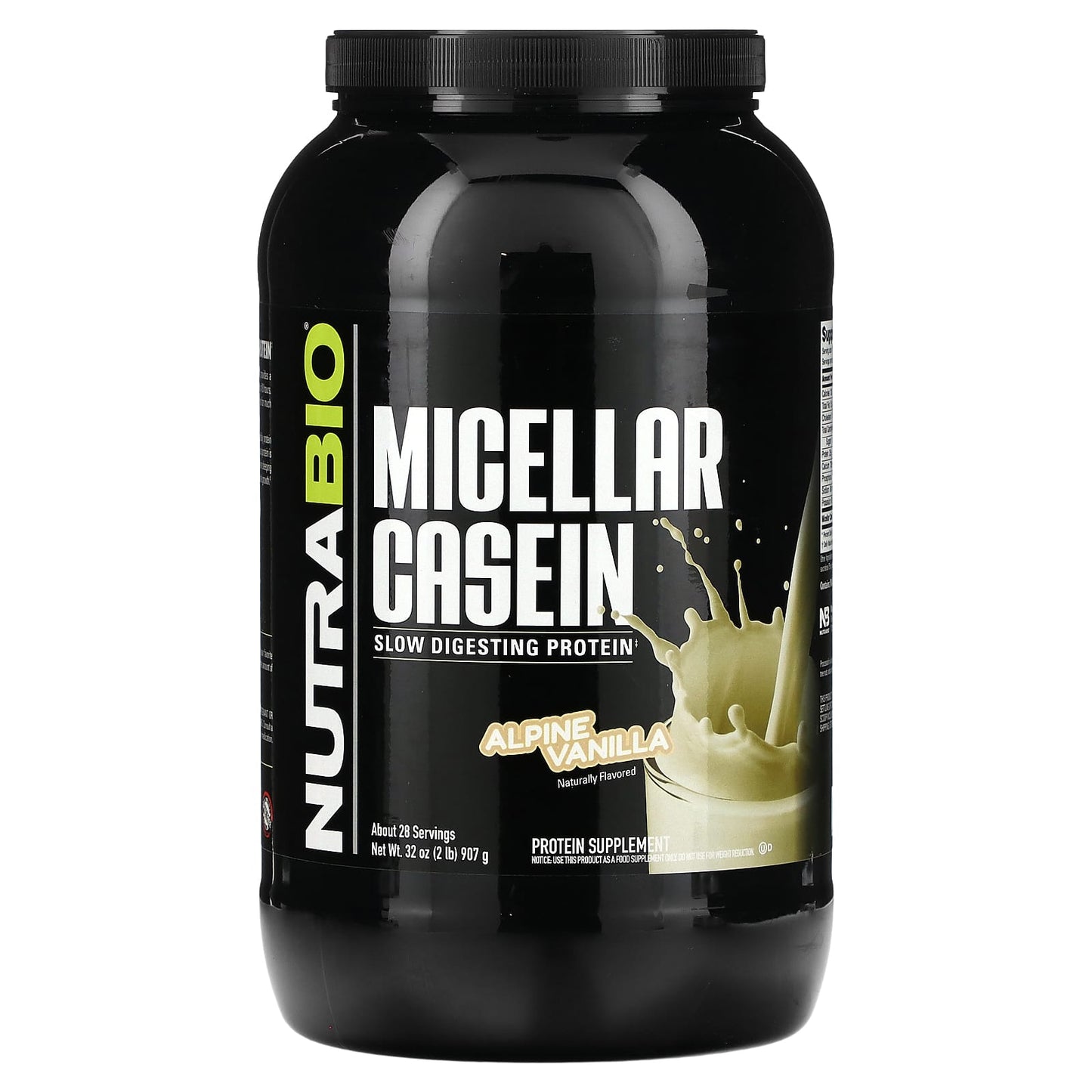 NutraBio, Micellar Casein, Alpine Vanilla , 2 lb (907 g) - Image 1