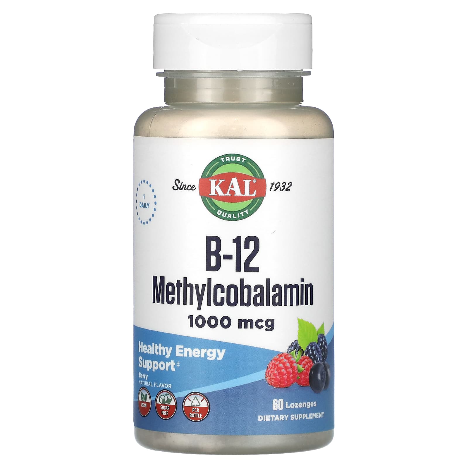 KAL Methylcobalamin Vitamin B-12 Lozenges, 1,000 mcg, 60 Count - Image 1