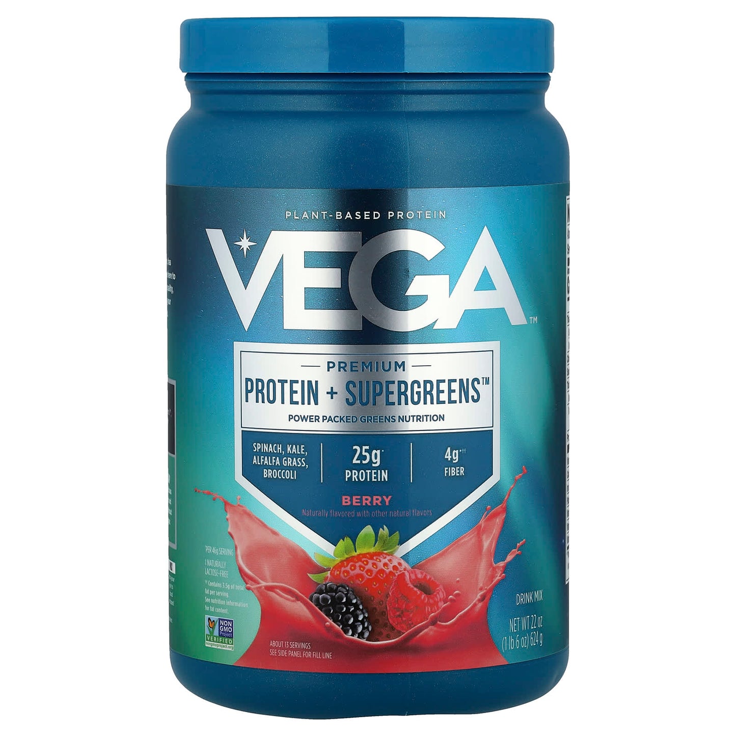 Vega, Premium Protein + Supergreens™, Berry, 1 lb 6 oz (624 g) - Image 1