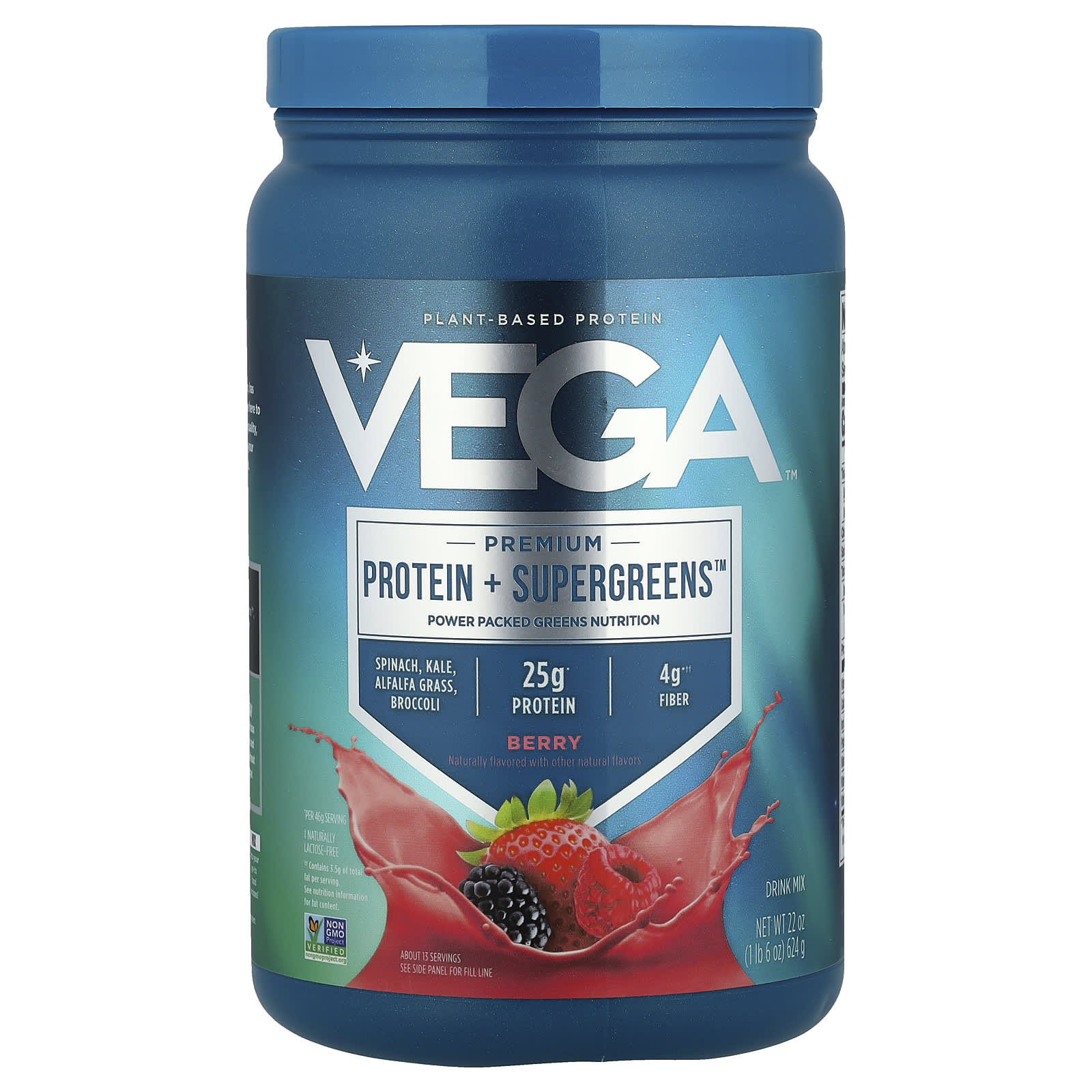 Vega, Premium Protein + Supergreens™, Berry, 1 lb 6 oz (624 g) - Image 1
