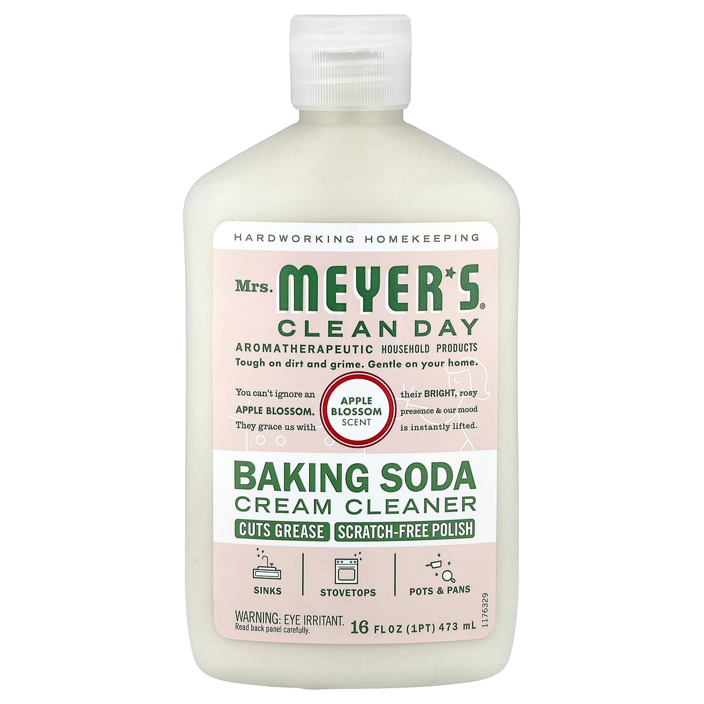 Mrs. Meyers Clean Day, Baking Soda Cream Cleanser, Apple Blossom, 16 fl oz (473 ml) - Image 1