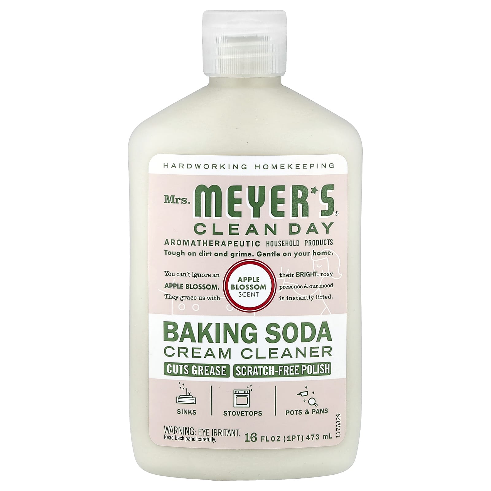 Mrs. Meyers Clean Day, Baking Soda Cream Cleanser, Apple Blossom, 16 fl oz (473 ml) - Image 1