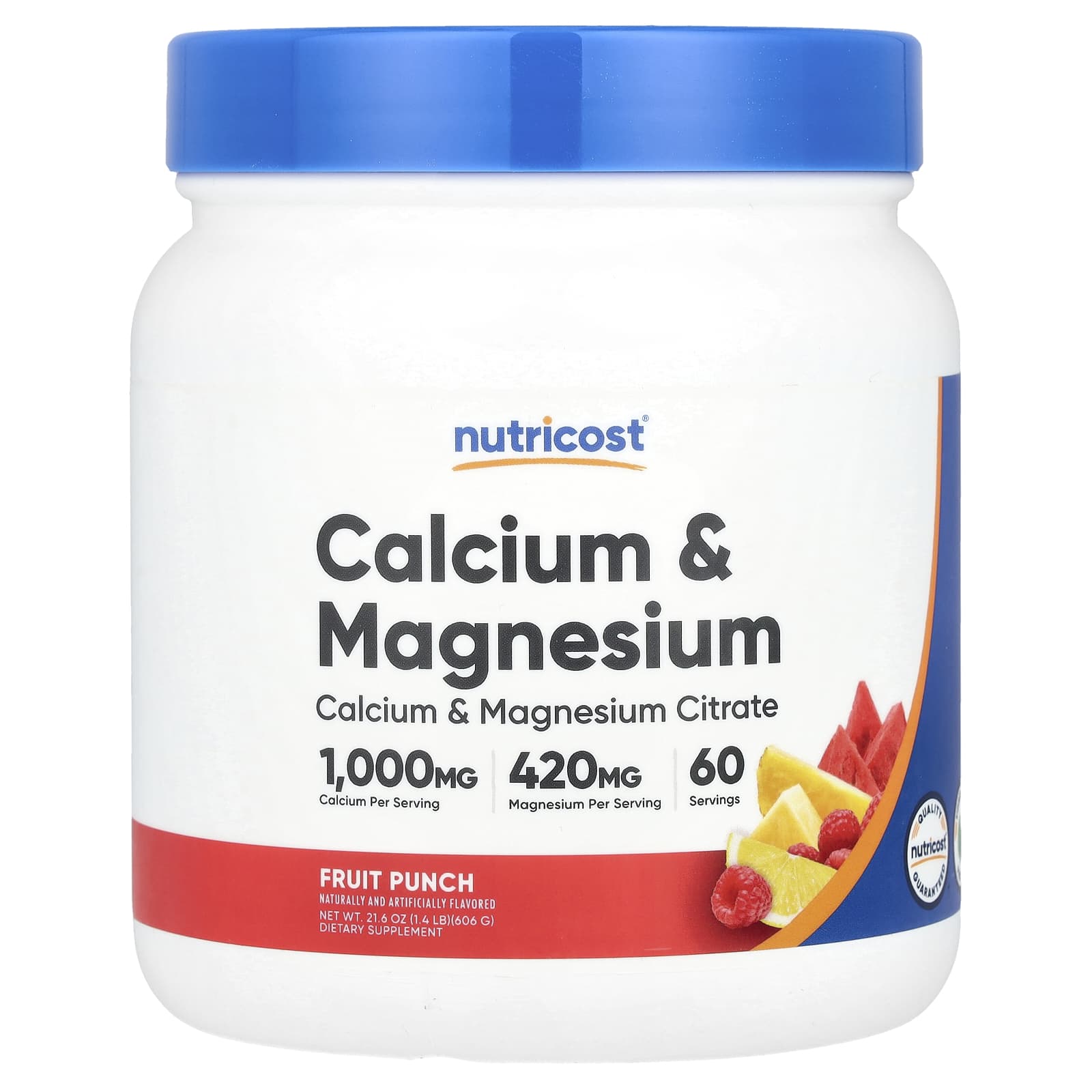 Nutricost, Calcium & Magnesium, Fruit Punch, 21.6 oz (606 g) - Image 1