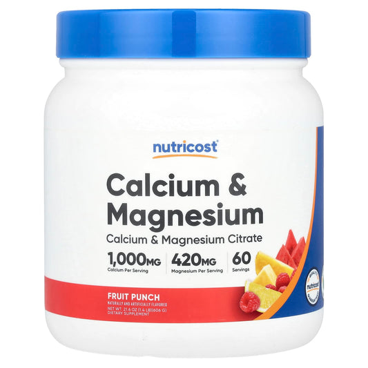 Nutricost, Calcium & Magnesium, Fruit Punch, 21.6 oz (606 g) - Image 1