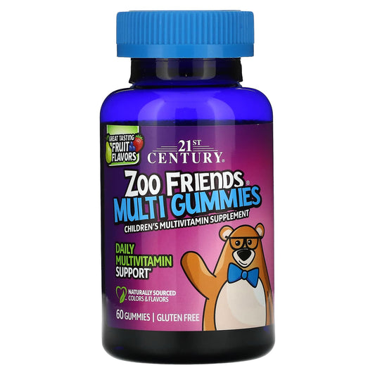 21st Century Zoo Friends Multi Gummies, 60 Count, Fruit Flavors - Image 1