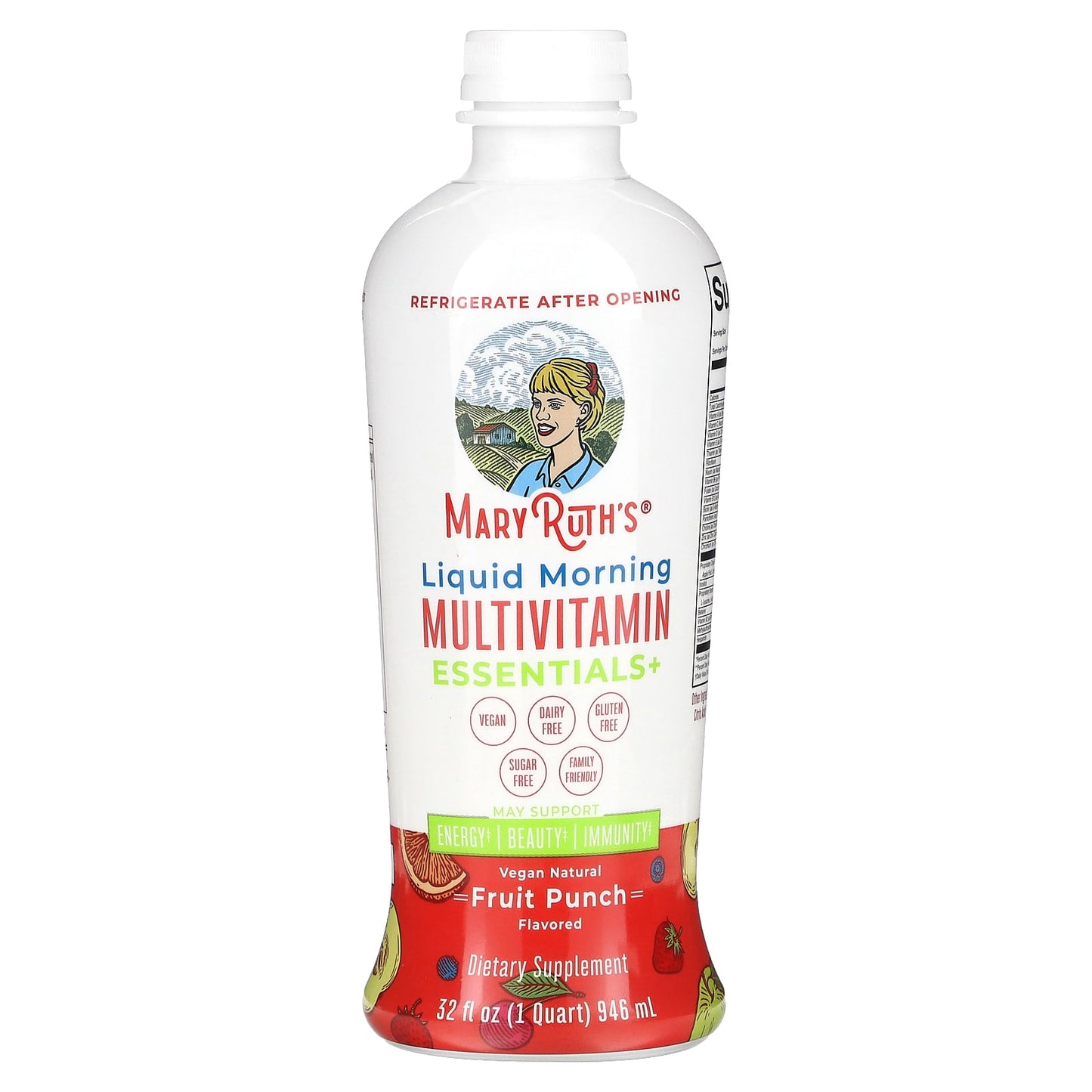 MaryRuth's, Liquid Morning Multivitamin Essentials+, Fruit Punch, 32 fl oz (946 ml) - Image 1