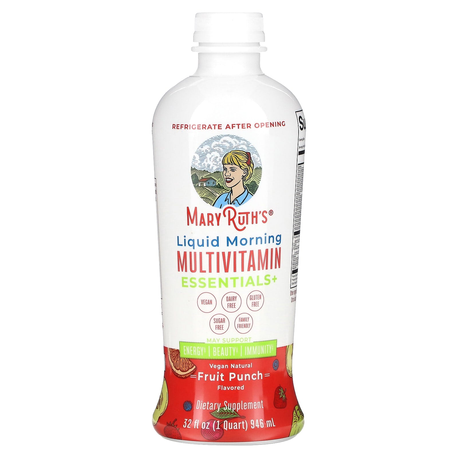 MaryRuth's, Liquid Morning Multivitamin Essentials+, Fruit Punch, 32 fl oz (946 ml) - Image 1
