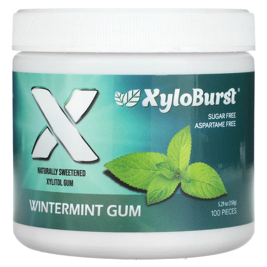 Xyloburst, Xylitol Gum, Wintermint Gum, 100 Pieces, 5.29 oz (150 g) - Image 1