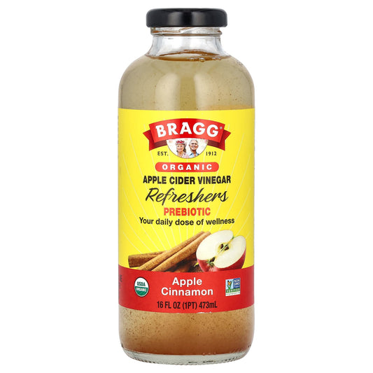 Organic Apple Cider Vinegar Refreshers by Bragg - Apple Cinnamon 16oz - Image 1