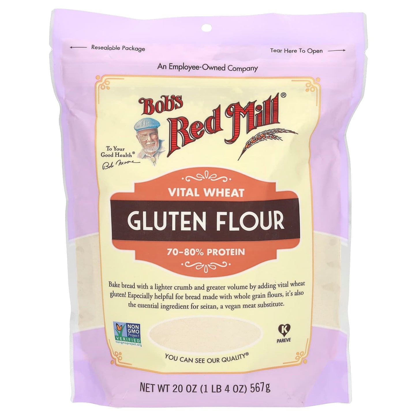 Bob's Red Mill Vital Wheat Gluten Flour, 20 oz - Perfect for Seitan & Vegan Baking - Image 1