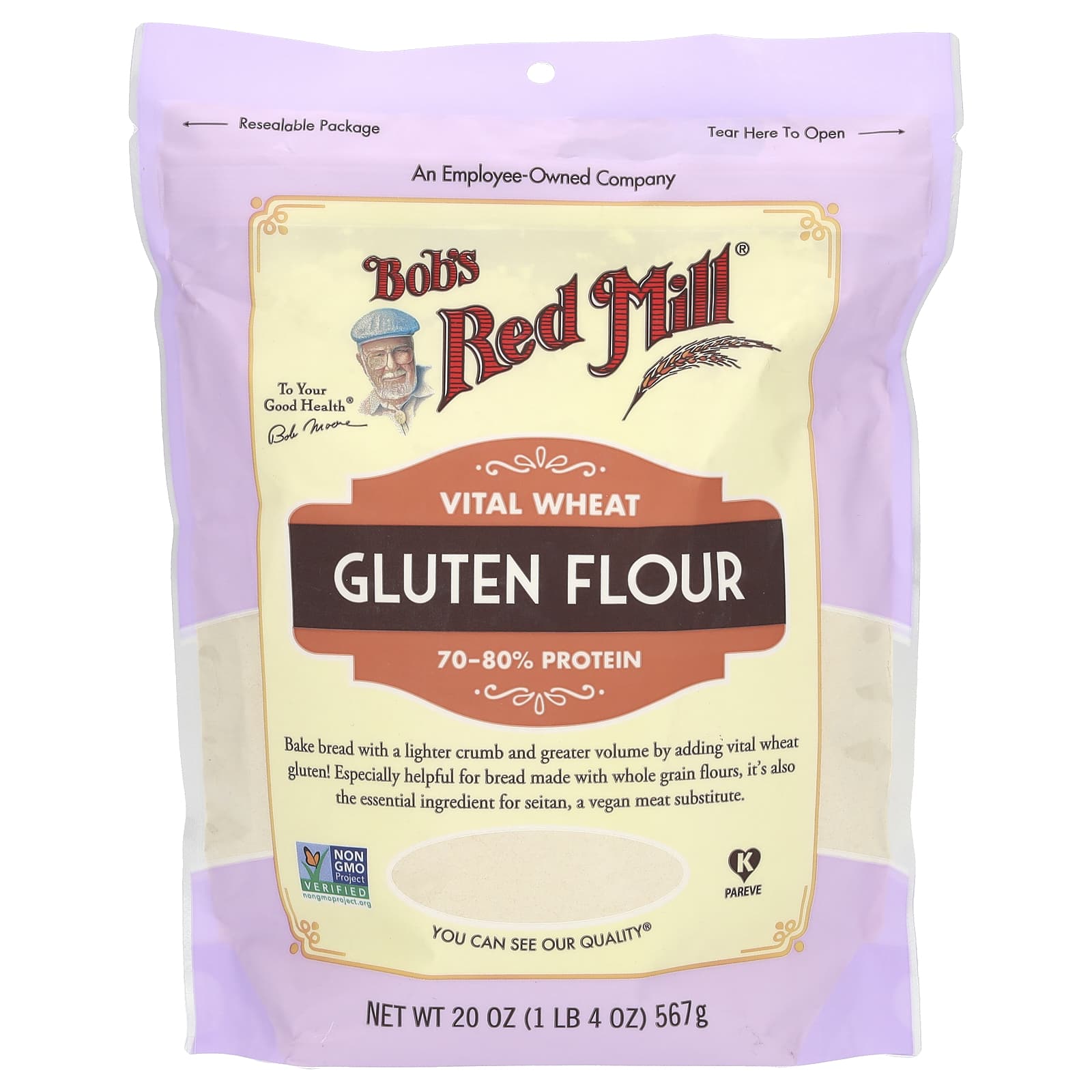 Bob's Red Mill Vital Wheat Gluten Flour, 20 oz - Perfect for Seitan & Vegan Baking - Image 1