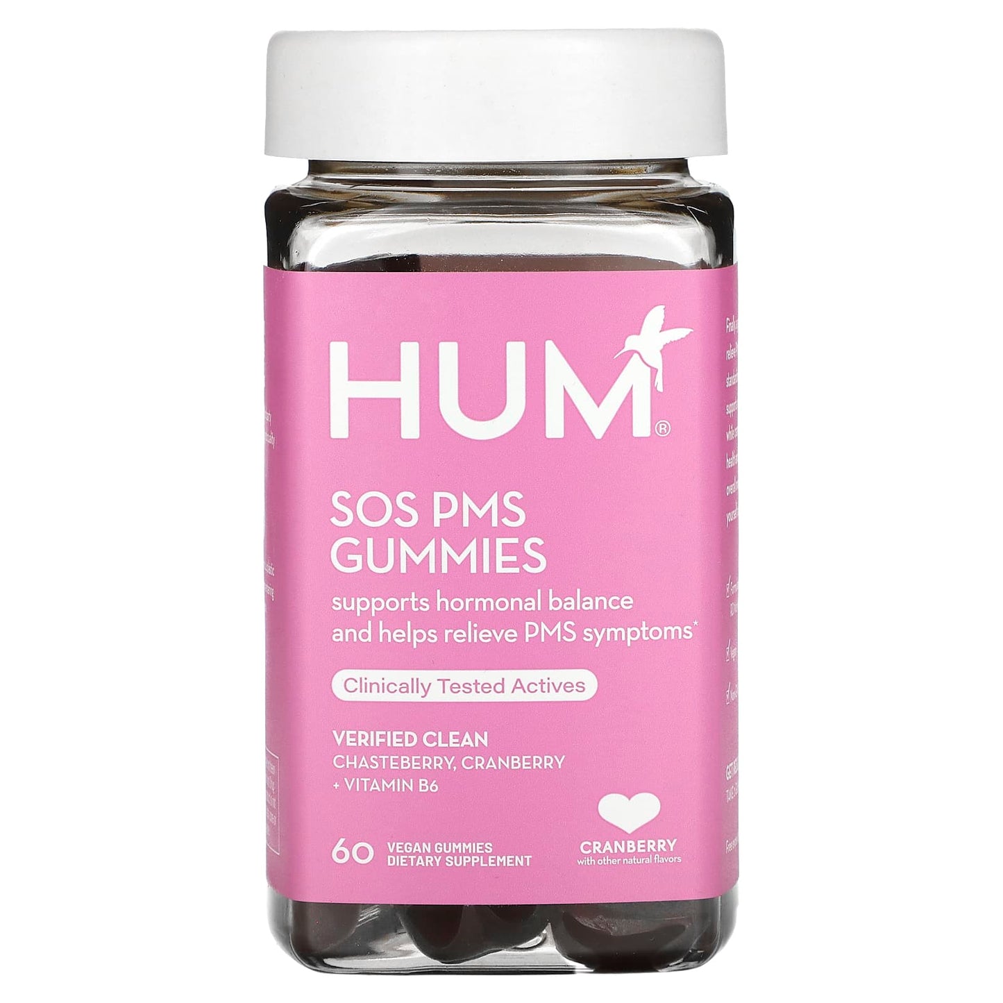 HUM Nutrition, Natural PMS Relief Gummies with Chasteberry, Cranberry, and B6 - Image 1